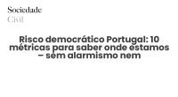 Risco democrático Portugal: 10 métricas para saber onde estamos – sem alarmismo nem complacência - Sociedade Civil