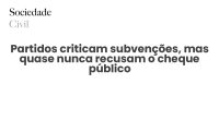 Partidos criticam subvenções, mas quase nunca recusam o cheque público - Sociedade Civil