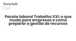 Pacote laboral Trabalho XXI: o que muda para empresas e como preparar a gestão de recursos humanos em 2026 - Sociedade Civil