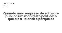 Quando uma empresa de software publica um manifesto político: o que diz a Palantir e porque os filósofos falam em tecnofascismo - Sociedade Civil